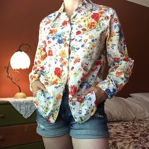 Rainbow Floral Garden Button Down Shirt